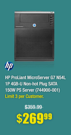 HP ProLiant MicroServer G7 N54L 1P 4GB-U Non-hot Plug SATA 150W PS Server (744900-001)