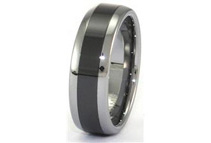 Tungsten Carbide Ring With Seamless Black Ceramic Inlay (16 Sizes)