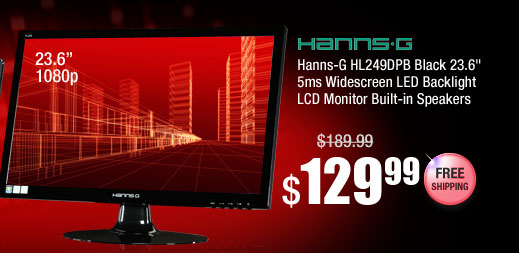 Hanns-G HL249DPB Black 23.6" 5ms Widescreen LED Backlight LCD Monitor Built-in Speakers 