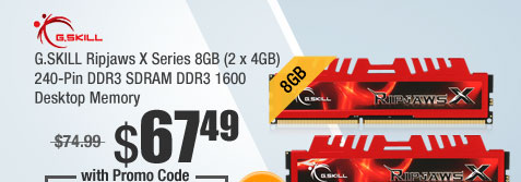 G.SKILL Ripjaws X Series 8GB (2 x 4GB) 240-Pin DDR3 SDRAM DDR3 1600 Desktop Memory
