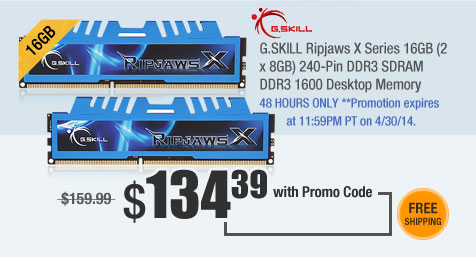 G.SKILL Ripjaws X Series 16GB (2 x 8GB) 240-Pin DDR3 SDRAM DDR3 1600 Desktop Memory