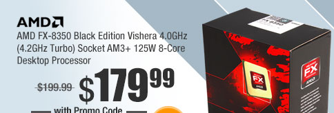 AMD FX-8350 Black Edition Vishera 4.0GHz (4.2GHz Turbo) Socket AM3+ 125W 8-Core Desktop Processor
