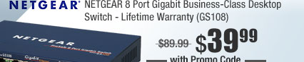 NETGEAR 8 Port Gigabit Business-Class Desktop Switch - Lifetime Warranty (GS108)