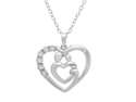 Mother and Child Diamond Heart Pendant-Necklace in Sterling Silver on an 18inch Chain