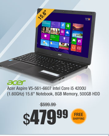 Acer Aspire V5-561-6607 Intel Core i5 4200U (1.60GHz)15.6" Notebook, 8GB Memory, 500GB HDD