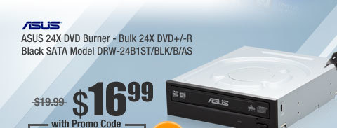 ASUS 24X DVD Burner - Bulk 24X DVD+/-R Black SATA Model DRW-24B1ST/BLK/B/AS