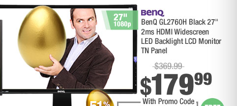 BenQ GL2760H Black 27" 2ms HDMI Widescreen LED Backlight LCD Monitor TN Panel