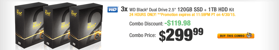 COMBO: 3x WD Black Dual Drive 2.5" 120 GB SSD + 1 TB HDD Kit