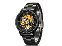 Men's Stainless Steel Automatic Skeleton Mechanical Wristwatch w/ Japanese Seiko Automatic Movement