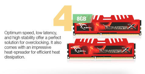 Optimum speed, low latency, and high stability offer a perfect solution for overclocking. It also comes with an impressive heat-spreader for efficient heat dissipation.
