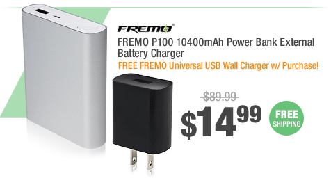 FREMO P100 10400mAh Power Bank External Battery Charger