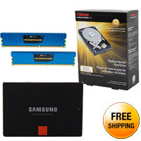 SAMSUNG 840 Pro 128GB Solid State Drive + TOSHIBA 2TB 7200 RPM Hard Drive + CORSAIR Vengeance 8GB Memory