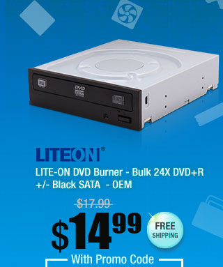 LITE-ON DVD Burner - Bulk 24X DVD+R +/- Black SATA - OEM 