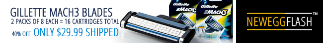 GILLETTE MACH3 BLADES 2 PACKS OF 8 EACH = 16 CARTIRIDGES TOTAL. 40% OFF ONLY $29.99 SHIPPED.