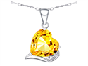 Mabella 6.06 CTTW 12mm Heart Shaped Created Citrine Sterling Silver Pendant with 18" Chain