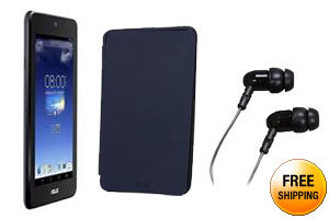 ASUS MeMo Pad 1.20GHz Quad-Core 16GB Tablet + ASUS Pearl Black Pad HD 7 Cover + MEELectronics Black M9 Gold-Plated Earphones