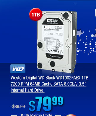 Western Digital WD Black WD1002FAEX 1TB 7200 RPM 64MB Cache SATA 6.0Gb/s 3.5 inch Internal Hard Drive 