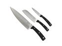 Emeril 3-Pc Bamboo Cutting Board with Storage Drawer and 3-Piece All-Purpose Steel Knife Set- 4 Color Choices 