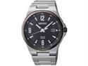 Seiko SNE211 Solar Stainless Steel Case and Bracelet Black Dial Date Display