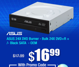 ASUS 24X DVD Burner - Bulk 24X DVD+R + /- Black SATA - OEM