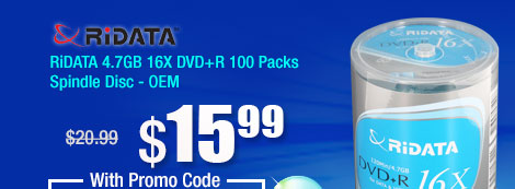 RiDATA 4.7GB 16X DVD+R 100 Packs Spindle Disc - OEM