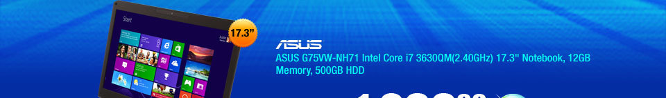 ASUS G75VW-NH71 Intel Core i7 3630QM(2.40GHz) 17.3" Notebook, 12GB Memory, 500GB HDD