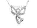 Sterling Silver Angel Wing Pendant with Diamond Accent on 18" Necklace 
