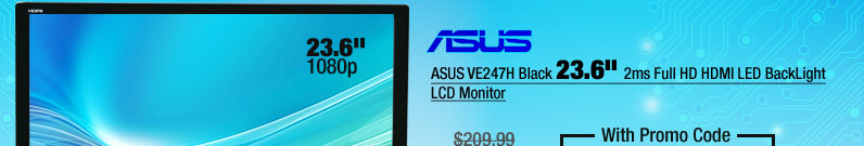 ASUS VE247H Black 23.6" 2ms Full HD HDMI LED BackLight LCD Monitor