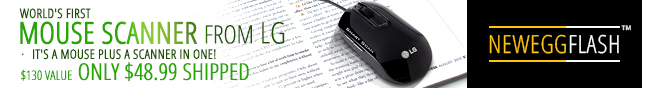 NeweggFlash -- WORLD'S FIRST MOUSE SCANNER FROM LG. IT'S A MOUSE PLUS A SCANNER IN ONE! $130 VALUE, ONLY $48.99 SHIPPED. 