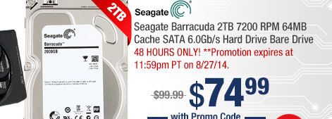 Seagate Barracuda ST2000DM001 2TB 7200 RPM 64MB Cache SATA 6.0Gb/s Hard Drive Bare Drive 