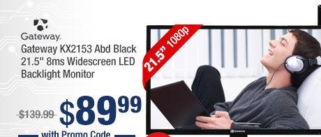 Gateway KX2153 Abd Black 21.5" 8ms Widescreen LED Backlight Monitor