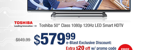 Toshiba 50L3400U 50" Class 1080p 120Hz LED Smart HDTV 