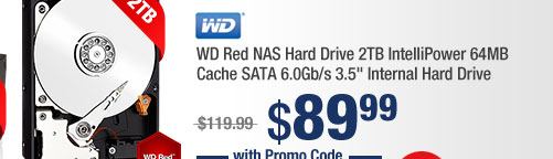 WD Red NAS Hard Drive 2TB IntelliPower 64MB Cache SATA 6.0Gb/s 3.5" Internal Hard Drive 