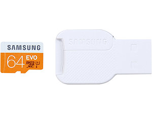 SAMSUNG EVO 64GB microSDXC Flash Card + USB2.0 Reader