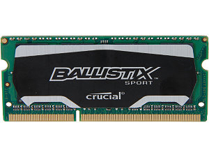 Crucial Ballistix Sport SODIMM 8GB 204-Pin DDR3 SO-DIMM DDR3L 1600 (PC3L 12800) Laptop Memory