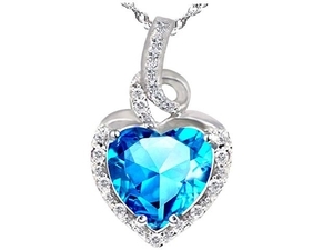Mabella 2.0cttw Heart Shaped 8mm x 8mm Created Blue Topaz Pendant in Sterling Silver with 18" Chain