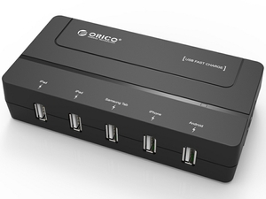 ORICO 30W 5 Port USB Charger, Optimized Charger - Black