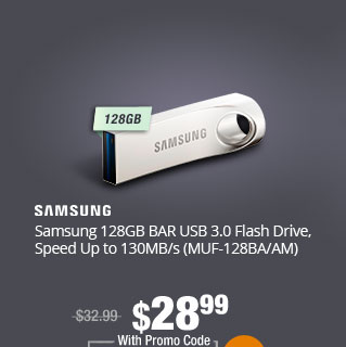Samsung 128GB BAR USB 3.0 Flash Drive, Speed Up to 130MB/s (MUF-128BA/AM)