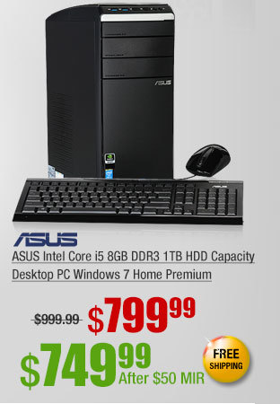 ASUS Intel Core i5 8GB DDR3 1TB HDD Capacity Desktop PC Windows 7 Home Premium