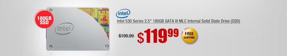 Intel 530 Series 2.5" 180GB SATA III MLC Internal Solid State Drive (SSD)