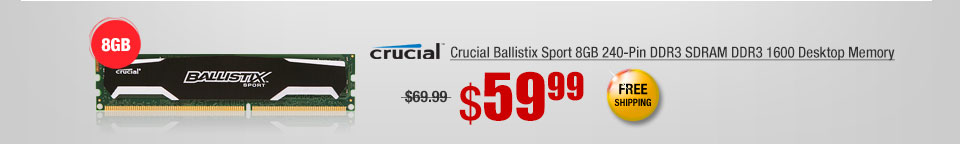 Crucial Ballistix Sport 8GB 240-Pin DDR3 SDRAM DDR3 1600 Desktop Memory