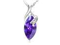 I. M. Jewelry Marquise Cut 25mm x 9mm Created Amethyst Sterling Silver Pendant Necklace 