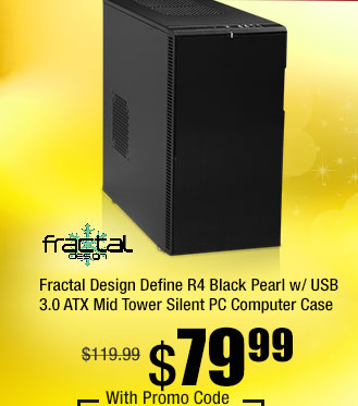 Fractal Design Define R4 Black Pearl w/ USB 3.0 ATX Mid Tower Silent PC Computer Case