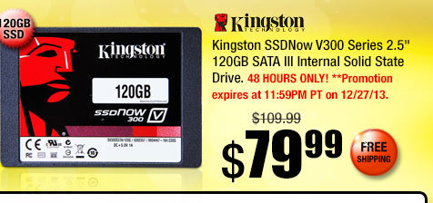 Kingston SSDNow V300 Series 2.5" 120GB SATA III Internal Solid State Drive
