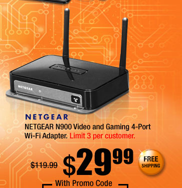 NETGEAR N900 Video and Gaming 4-Port Wi-Fi Adapter