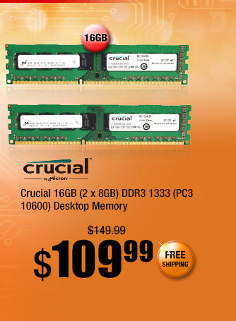 Crucial 16GB (2 x 8GB) DDR3 1333 (PC3 10600) Desktop Memory