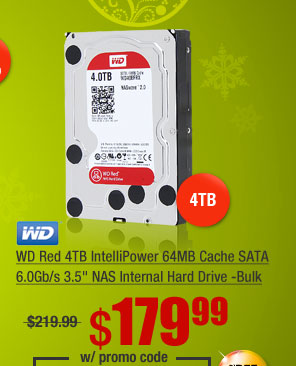 WD Red 4TB IntelliPower 64MB Cache SATA 6.0Gb/s 3.5" NAS Internal Hard Drive -Bulk