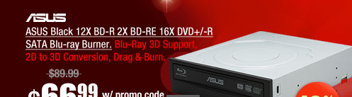 ASUS Black 12X BD-R 2X BD-RE 16X DVD+/-R SATA Blu-ray Burner