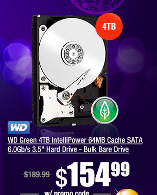 WD Green 4TB IntelliPower 64MB Cache SATA 6.0Gb/s 3.5" Hard Drive - Bulk Bare Drive