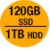 WD Black² Dual Drive 2.5" 120 GB SSD + 1 TB HDD Kit